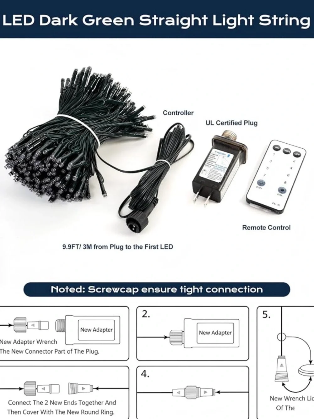 Holiday LED String Lights for Christmas Tree - Warm White